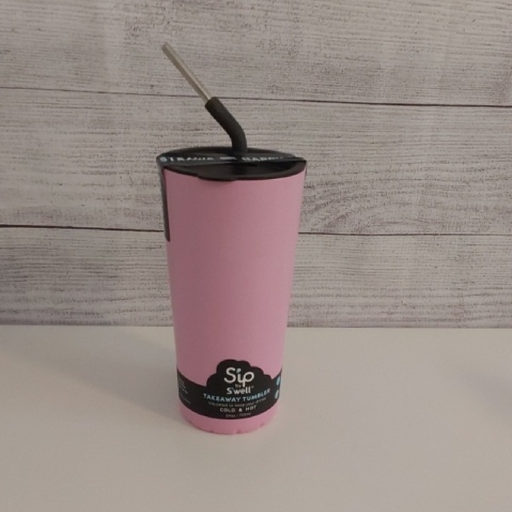 Pink Tumbler with Straw